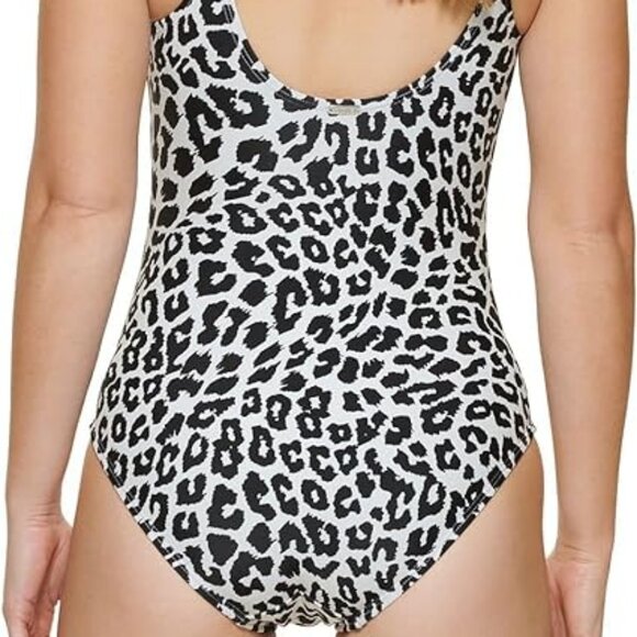 Calvin Klein Twist Tummy Control One-Piece Leopard Print - Picture 14 of 14